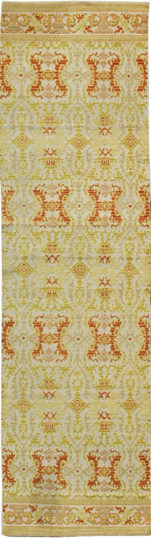 Antique Green, Yellow, Orange Spanish Runner- 3′10″ × 14′