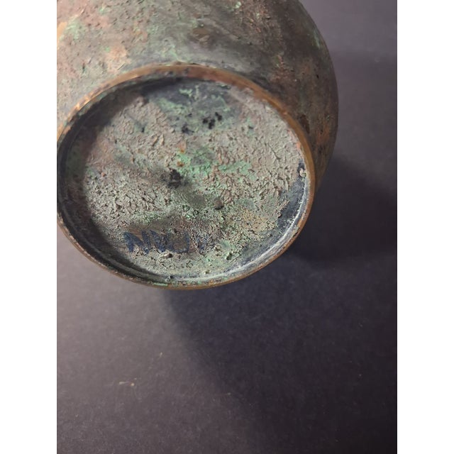 Minimalist Takaoka Vertigris Patina Bronze Ikebana 9" Bud Vase For Sale - Image 15 of 15
