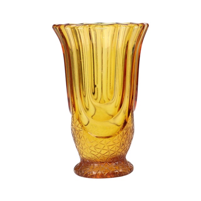 Art Deco Amber-Colored Glass Vase by Henri Heemskerk for Luxor Scailmont, 1930s For Sale - Image 4 of 18