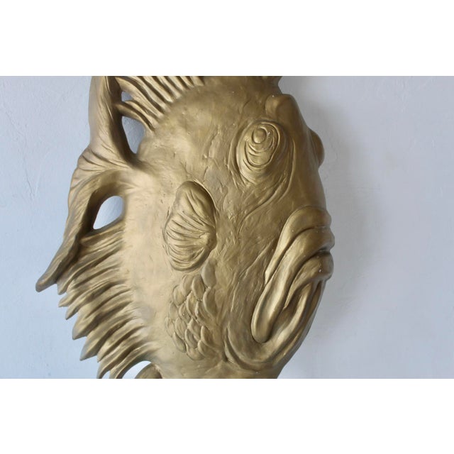 Mid 20th Century S. Lascoux Brass Finish Large Fish Wall Sculpture Mid-Century Vintage For Sale - Image 5 of 15