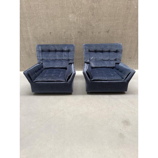 Vintage Space Age Blue Lounge Chairs On Wheels, 1970s, Set of 2 For Sale - Image 9 of 9