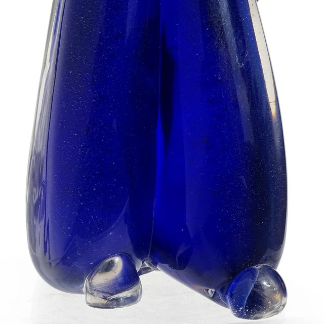 Murano Barbini Vamsa 1930s Blue Gold Flecks Woman With Sun Hat Italian Art Glass Figure Sculpture For Sale - Image 9 of 9
