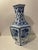 Blue & White Floral and Leaf Tall Hexagonal Flower Vase, Chinese For Sale In San Diego - Image 6 of 12