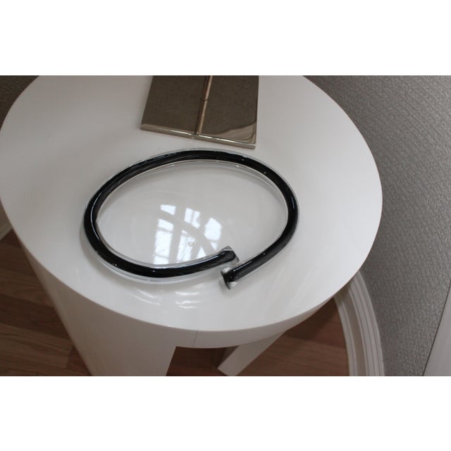 Glass Hand Blown Glass Lasso Art Glass Sculpture W/ Chrome Stand For Sale - Image 7 of 15