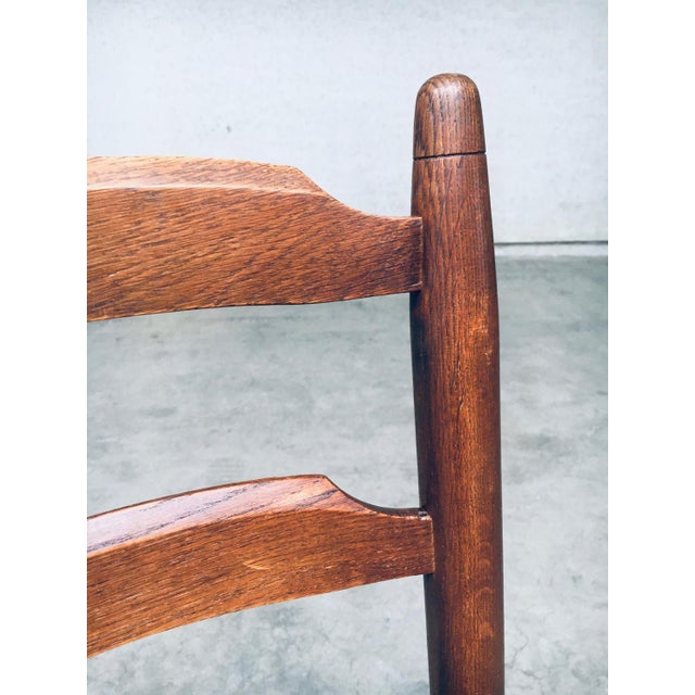 Rustic Ladder Back Oak and Rush Dining Chairs, 1960s, Set of 4 For Sale - Image 6 of 18