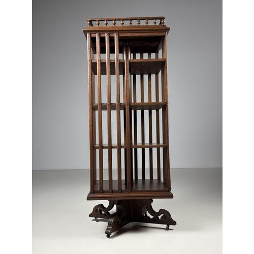 Antique Rotating Oak Bookcase, 1900s For Sale - Image 3 of 16