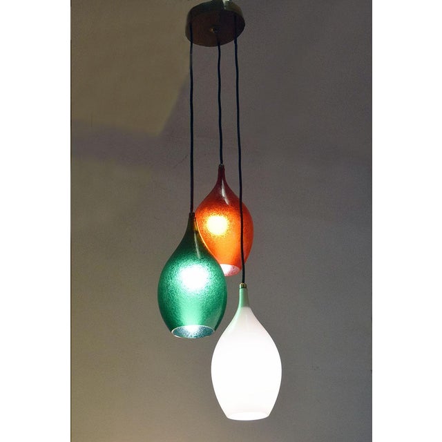Flavio Poli Etched Glass 3-Light Chandelier by Flavio Poli for Seguso Vetri d'Arte, 1950s For Sale - Image 4 of 9