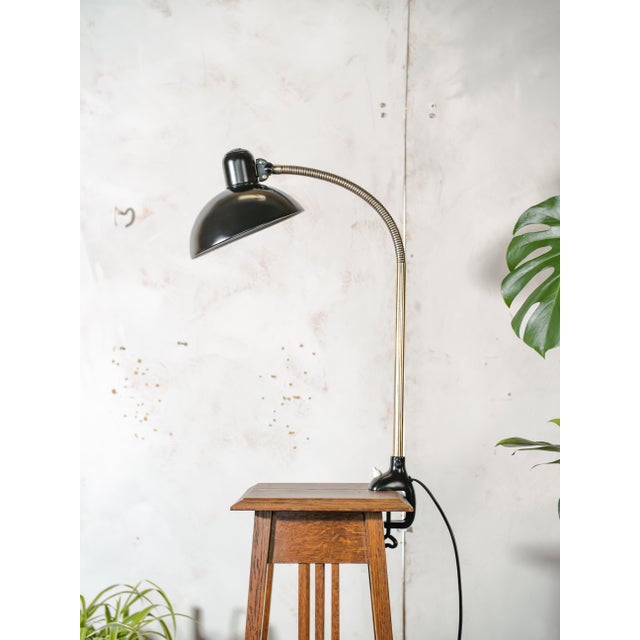 Black Antique Bauhaus Gooseneck 6740 Clamp Lamp with Super Lampshade by Christian Dell from Kaiser Idell, 1940s For Sale - Image 8 of 14