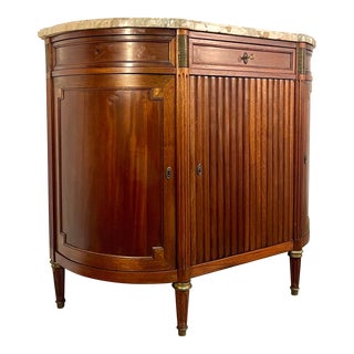 French Mahogany Marble Top Reeded Sideboard 19th C For Sale