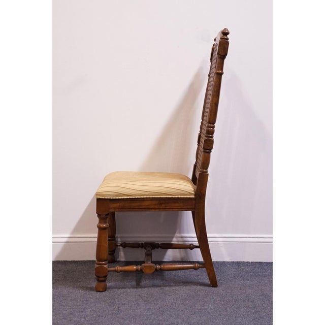 Wood High End Vintage Solid Oak Rustic European Dining Side Chair For Sale - Image 7 of 9