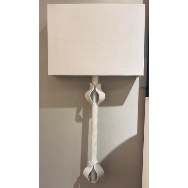 Modern Worlds Away Modern White Iron Linda Wall Sconces Pair For Sale - Image 3 of 5
