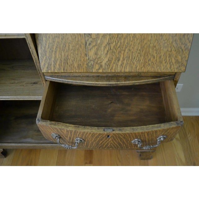 Early 20th Century Antique Larkin Tiger Oak Secretary Desk With Bookcase, Circa 1900 For Sale - Image 5 of 11