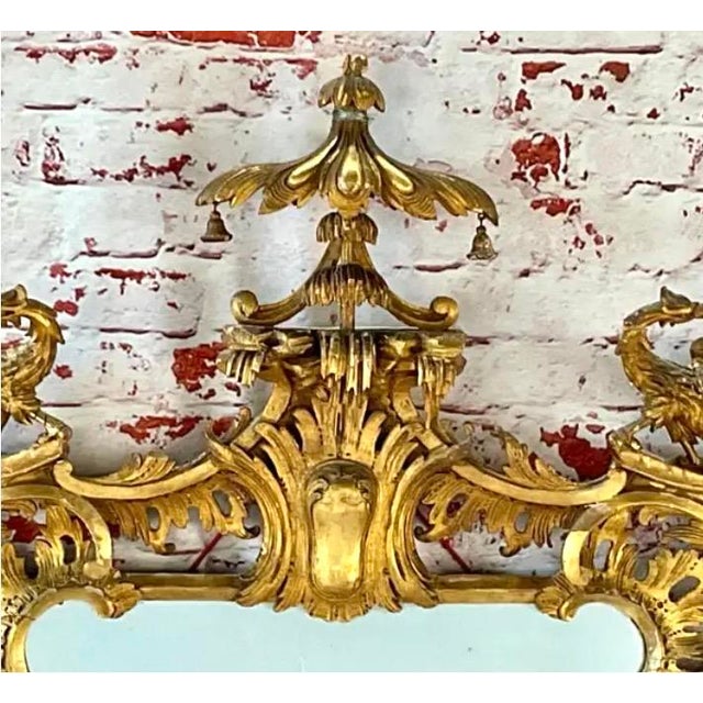 Chinese Chippendale Style Giltwood Mirror With Hoho Birds For Sale In Tampa - Image 6 of 17