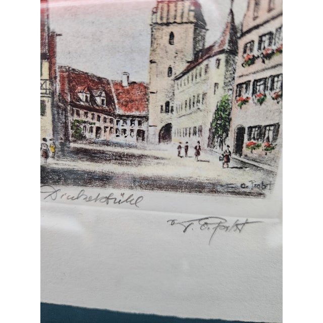 1960s Vintage Print of Dinkelsbühl, Rothenburger, Germany, Signed For Sale - Image 5 of 5