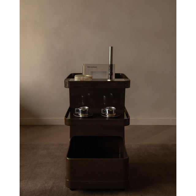 Vintage Space Age Brown Serving Trolley by Marc Held for Prisunic, 1970s For Sale - Image 12 of 12
