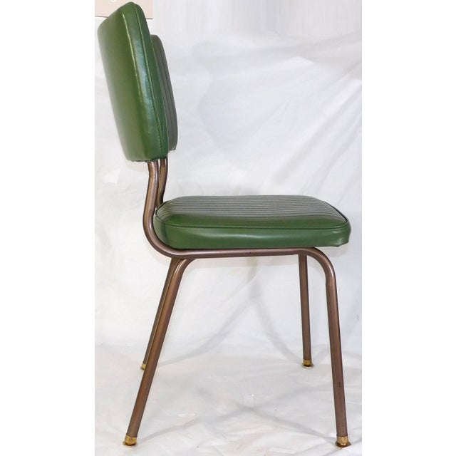 Restored Vintage Cosco Metal Chairs With Dark Sage Green Vinyl Upholstery For Sale In Portland, ME - Image 6 of 15