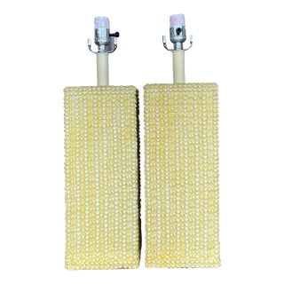 Vintage Boho Glazed Ceramic Table Lamps - a Pair For Sale