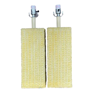 Vintage Boho Glazed Ceramic Table Lamps - a Pair