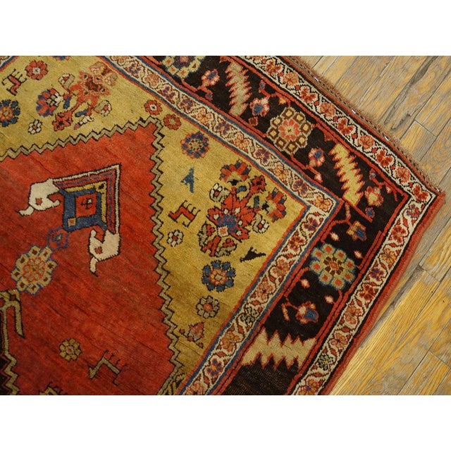 Textile 1880s Red Medallion Antique Persian Bijar Rug 3'8" X 7'8" Handknotted Wool Carpet For Sale - Image 7 of 12