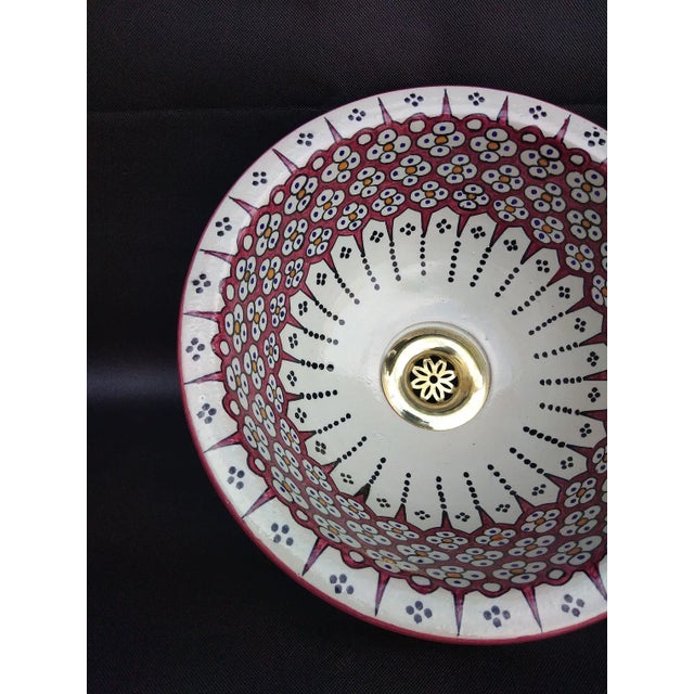 Contemporary Ceramic Floral Hand-Paint Bar Sink For Sale - Image 6 of 7