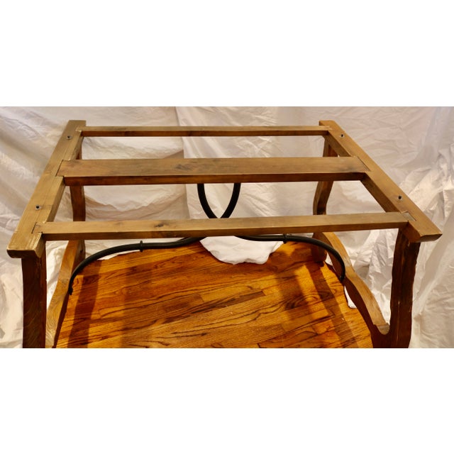 Vintage Table French Oak Wood & Wrought Iron Base For Sale - Image 4 of 5