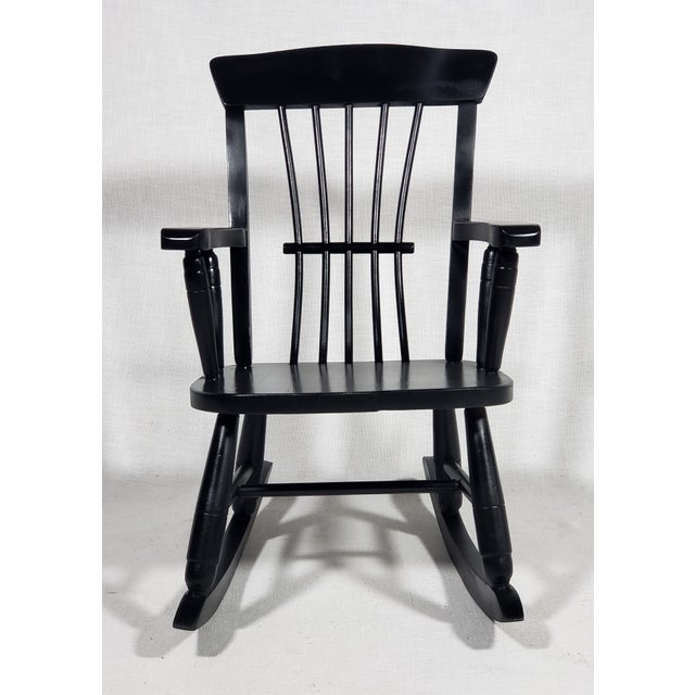 American 1990s Child's Spindle Back Solid Wood Rocking Chair For Sale - Image 3 of 10
