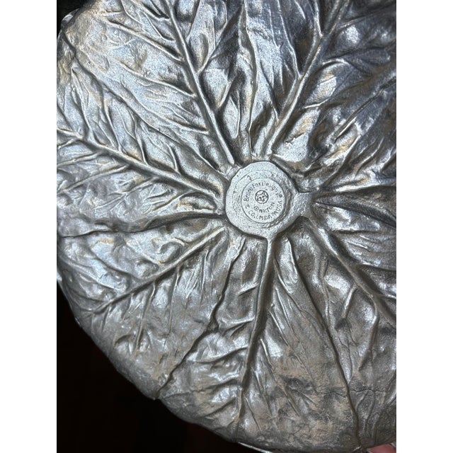 Vintage Pewter Cabbage Leaf Serving Tray - Majolica Style by Bruce Fox for Wilton For Sale - Image 6 of 9