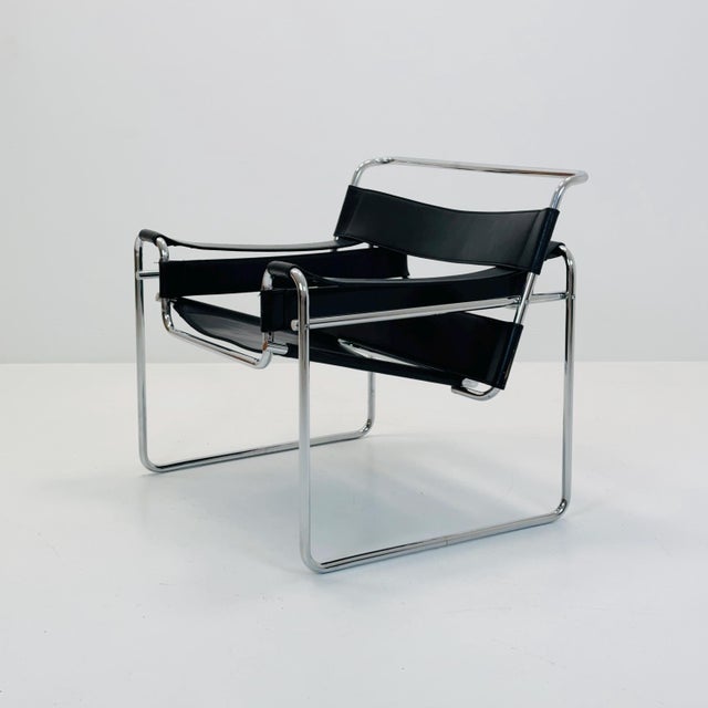 Italian Leather B3 Lounge Chair by Marcel Breuer for Fasem, 1980s For Sale - Image 10 of 11