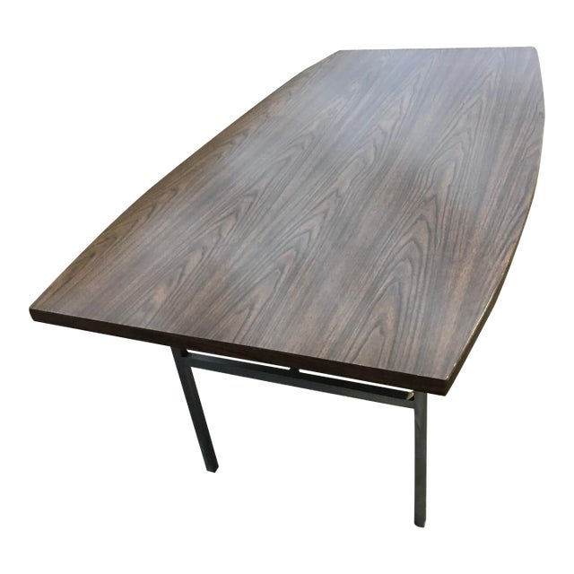 Walnut & Steel H-Frame Dining Table Manner of George Nelson For Sale
