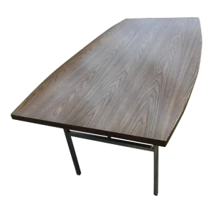 Walnut & Steel H-Frame Dining Table Manner of George Nelson