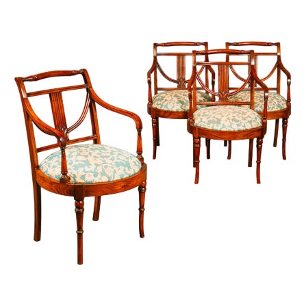 English Style Cocktail Chairs, Set of 4 For Sale