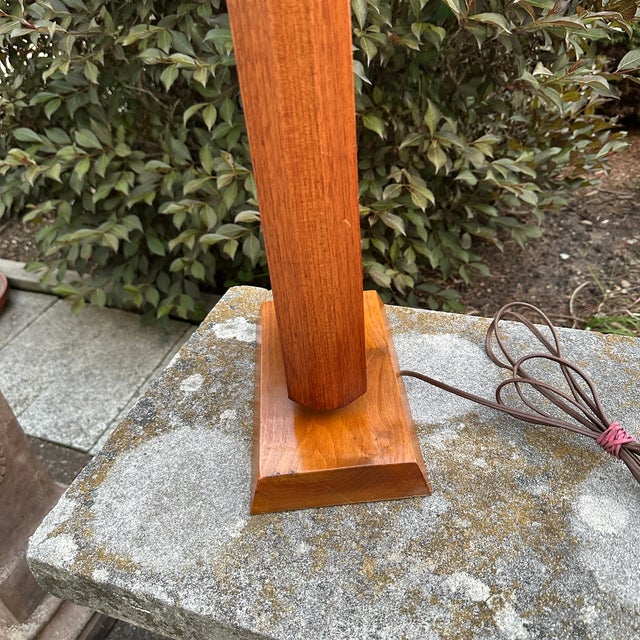 Harris Strong Teak Tile Tower Table Lamp Base Blue Teal 60s Mid Century Modern For Sale - Image 9 of 12