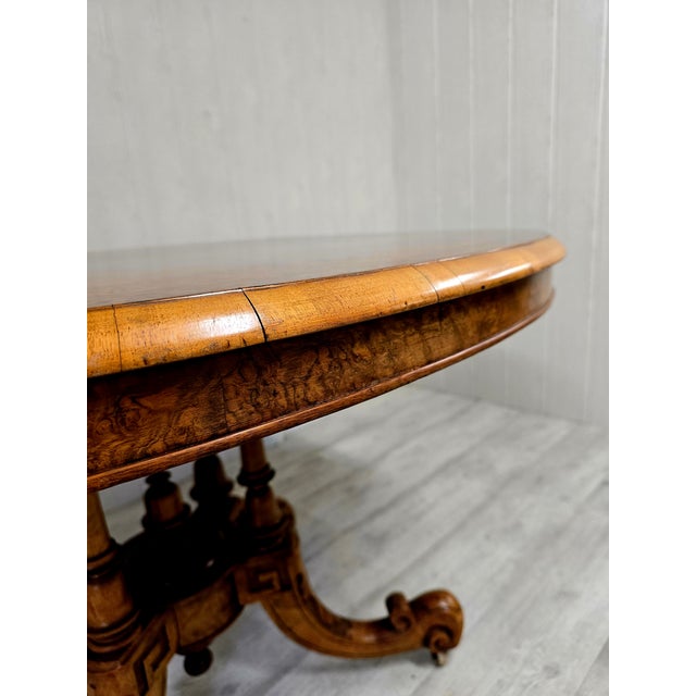 Napeleon III Pedestal Table in Burr Walnut For Sale - Image 9 of 13