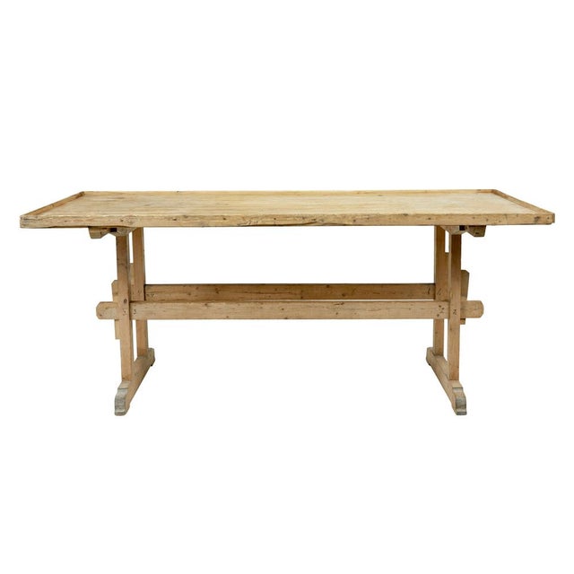 Large 19th century scandinavian pine bakers table circa 1850. We are pleased to offer this rustic table of large...