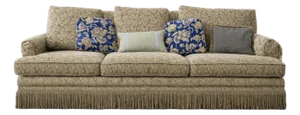 Vintage Custom Upholstered Traditional Rolled Arm Sofa With Decorative Pillows