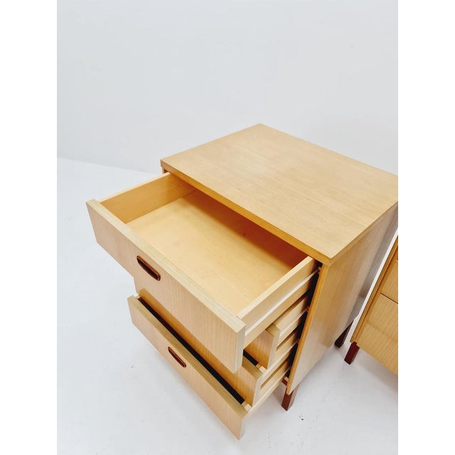 Brown Mid-Century German Ash and Teak Nightstands by Wk Möbel, 1960s For Sale - Image 8 of 11