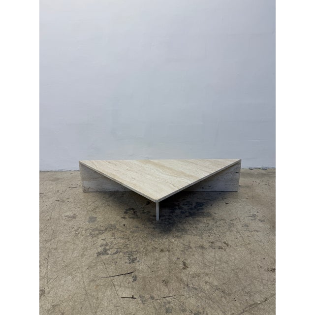 Polished Italian Travertine Triangle Coffee Tables, 1970s - A Pair For Sale - Image 12 of 18