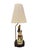 Mid 20th Century Antique English Staffordshire Pottery Dog & Girl / Lady Figural Lamp With Ivory Silk String Shade. For Sale - Image 5 of 9