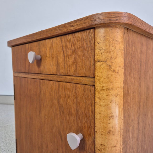 Brown Small Art Deco Cabinet in Oak Veneer and Birch Burl, Germany, 1950s For Sale - Image 8 of 12