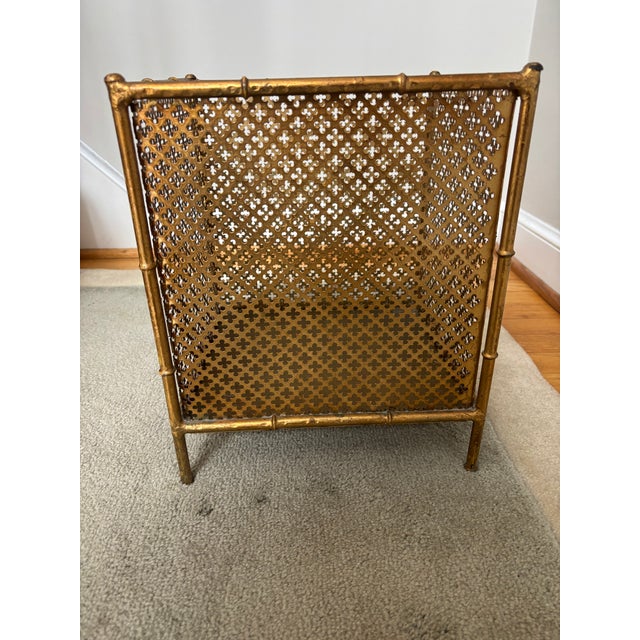 1960s Faux Bamboo and Gilt Metal Waste Can For Sale - Image 5 of 11