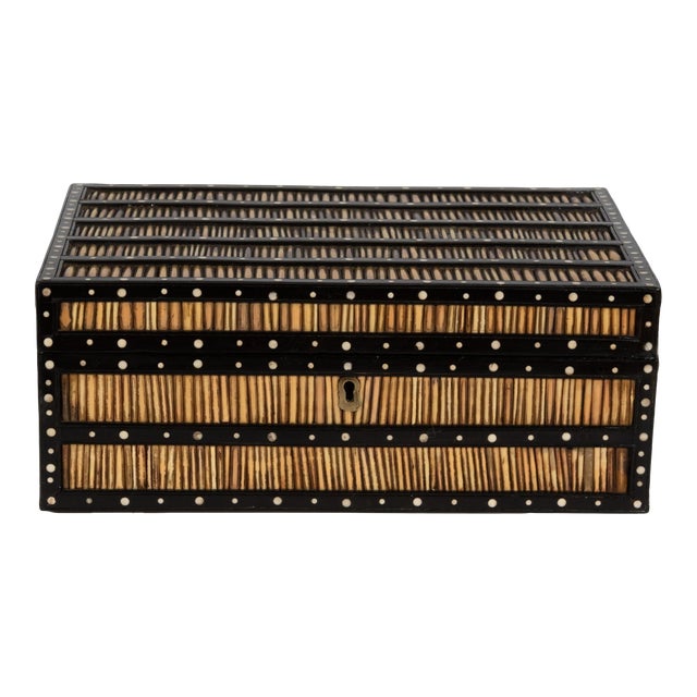 Anglo Indian Large Scale Ebony and Quill Box, Circa 1880 For Sale