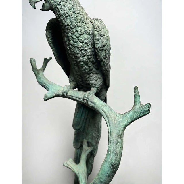 Vintage Parrot Bronze Sculpture with Green Patina For Sale - Image 4 of 6