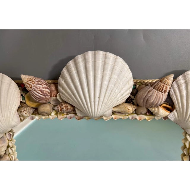 Vintage Square Seashell Shell Encrusted Mirror For Sale In Houston - Image 6 of 9