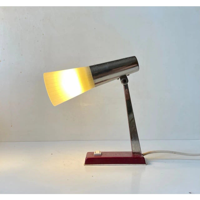 Glass Danish Modern Bedside Table Lamp by Ernest Voss, 1950s For Sale - Image 7 of 10