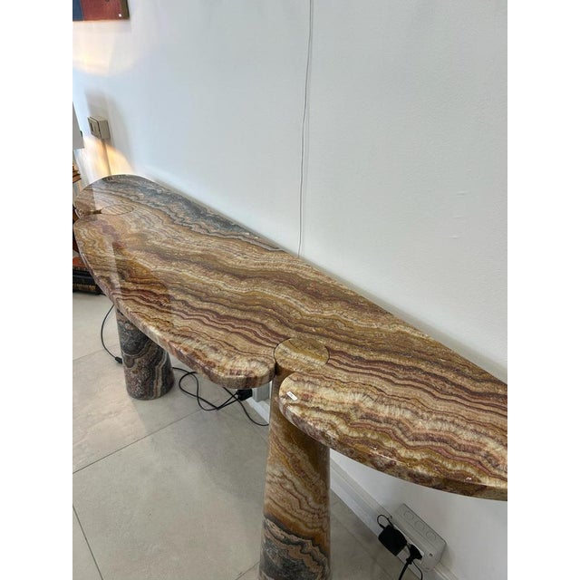 Eros Console Table in Argentine Onyx Marble attributed to Angelo Mangiarotti for Skipper, 1970s For Sale - Image 9 of 12