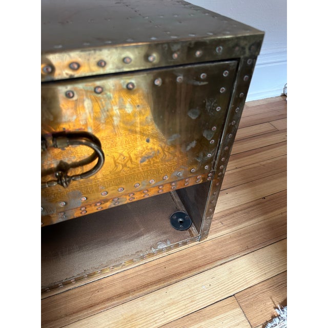 Brass 1970’s Sarreid Ltd. Brass 2 Drawer Chest For Sale - Image 8 of 11