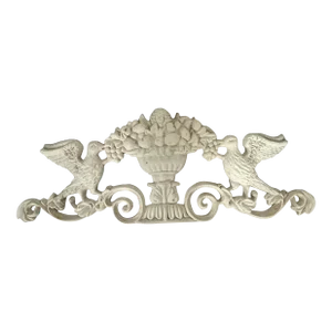 Garden Ornament Cast Iron Birds Flanking a Bowl of Fruit