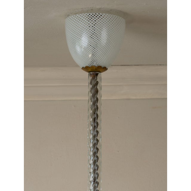 Vintage Italian Murano Glass Chandelier in Reticello Glass from Barovier & Toso, 1940s For Sale - Image 6 of 12