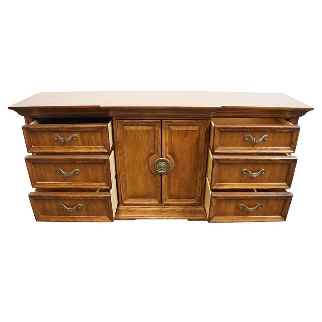 Wood Thomasville Furniture Renaissance Collection Solid Oak 76" Triple Door Dresser 34511-150 For Sale - Image 7 of 15