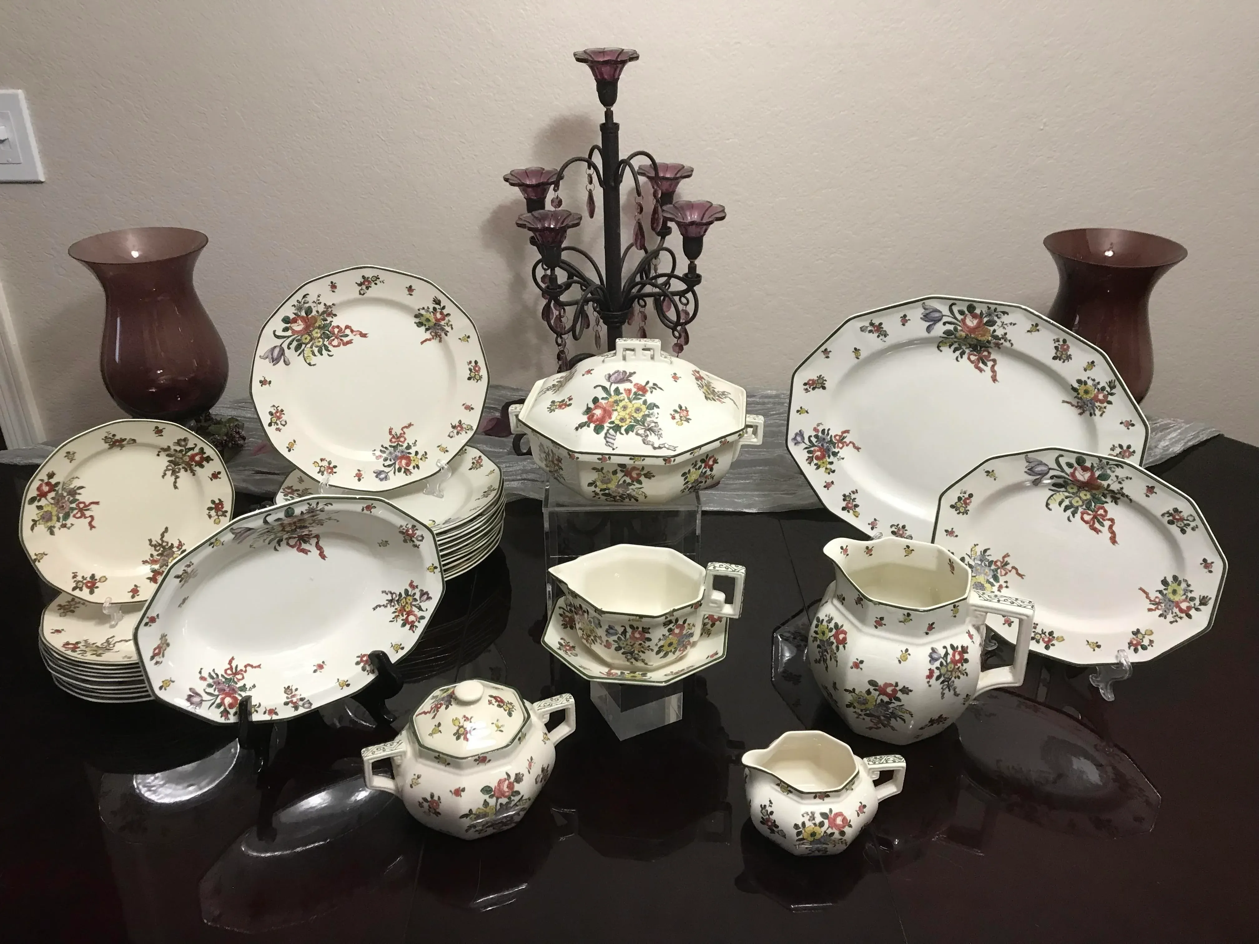 1950s Royal Doulton 'Old Leeds Sprays' China Dinnerware Set, 28